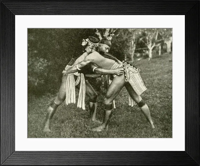 Framed Print : Two Kayan wrestlers of Borneo, SE Asia Framed Print : Two Kayan wrestlers of Borneo, SE Asia
