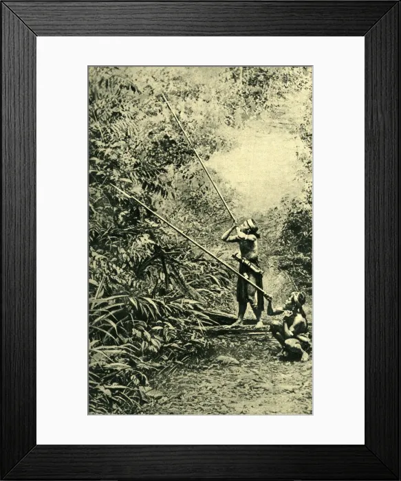 Framed Print : Kenyah men using their blowpipes, Borneo, SE Asia Framed Print : Kenyah men using their blowpipes, Borneo, SE Asia