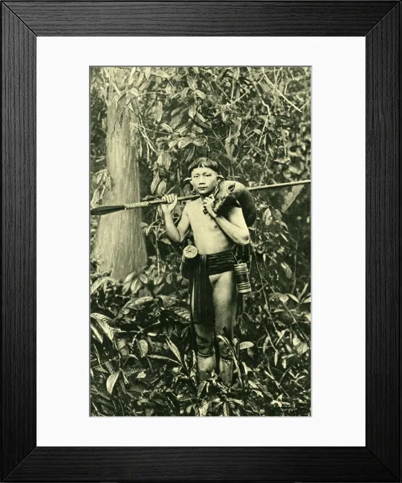 Framed Print : Kayan man with piglet and blowpipe, Borneo, SE Asia Framed Print : Kayan man with piglet and blowpipe, Borneo, SE Asia