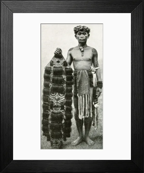 Framed Print : Kenyah man with his shield, Borneo, SE Asia Framed Print : Kenyah man with his shield, Borneo, SE Asia
