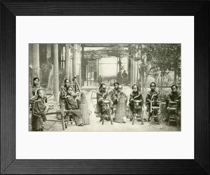 Framed Print : Children making baskets, Hong Kong Framed Print : Children making baskets, Hong Kong