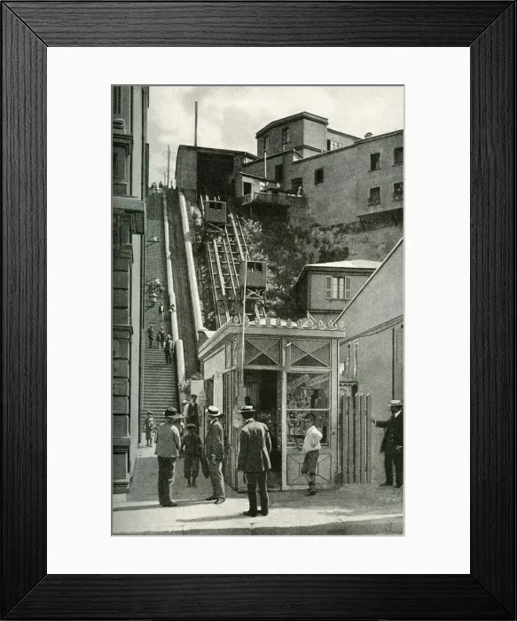 Framed Print : Steep funicular railway, Valparaiso, Chile, South America