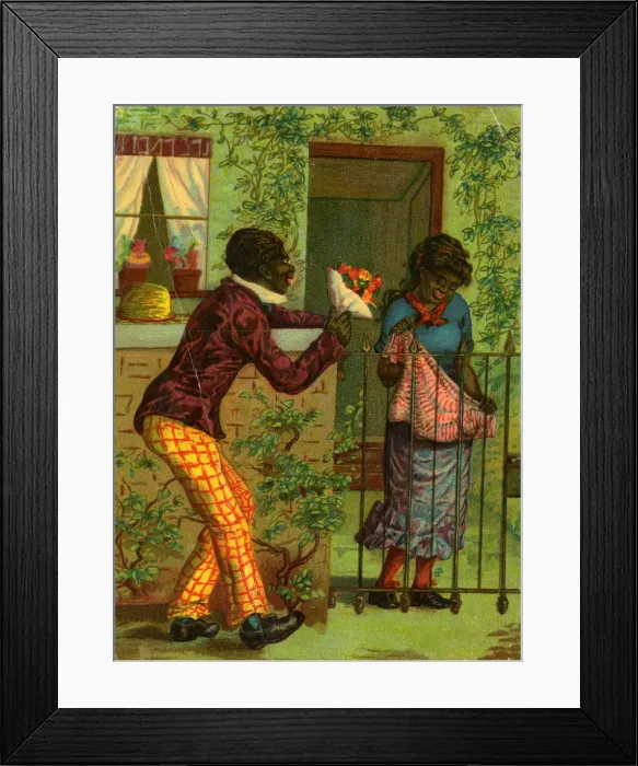 Framed Print : American Racial Stereotypes - Wooing Framed Print : American Racial Stereotypes - Wooing