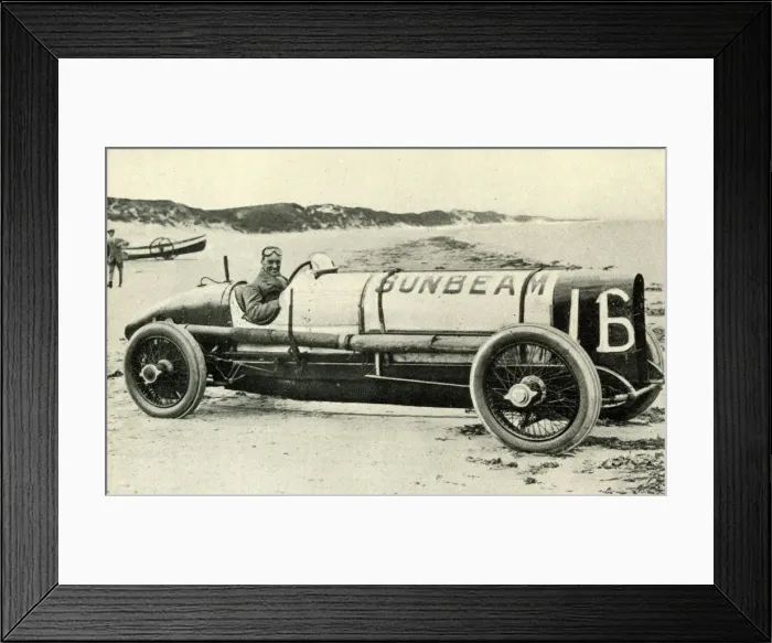 Framed Print : Sir Malcolm Campbell in Sunbeam on Saltburn Sands Framed Print : Sir Malcolm Campbell in Sunbeam on Saltburn Sands