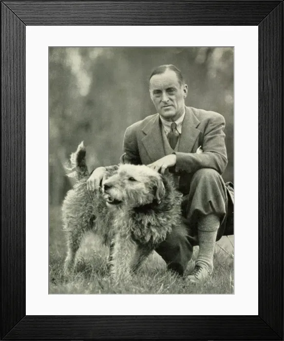 Framed Print : Sir Malcolm Campbell with his dog Framed Print : Sir Malcolm Campbell with his dog