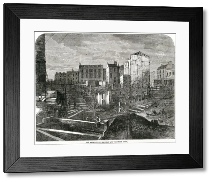 Framed Print : Metropolitan railway and Fleet Ditch 1862 Framed Print : Metropolitan railway and Fleet Ditch 1862