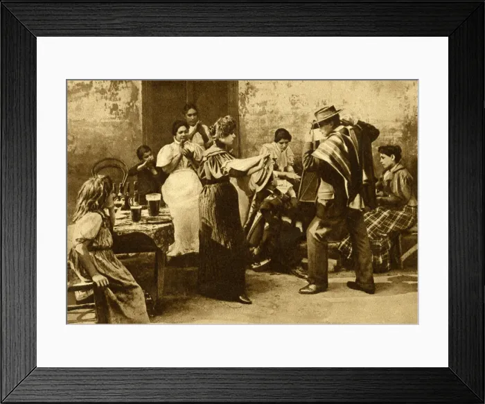 Framed Print : Street scene with dancers, Chile, South America Framed Print : Street scene with dancers, Chile, South America