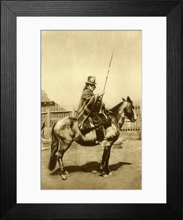 Framed Print : Araucanian chief on horseback, Chile, South America Framed Print : Araucanian chief on horseback, Chile, South America