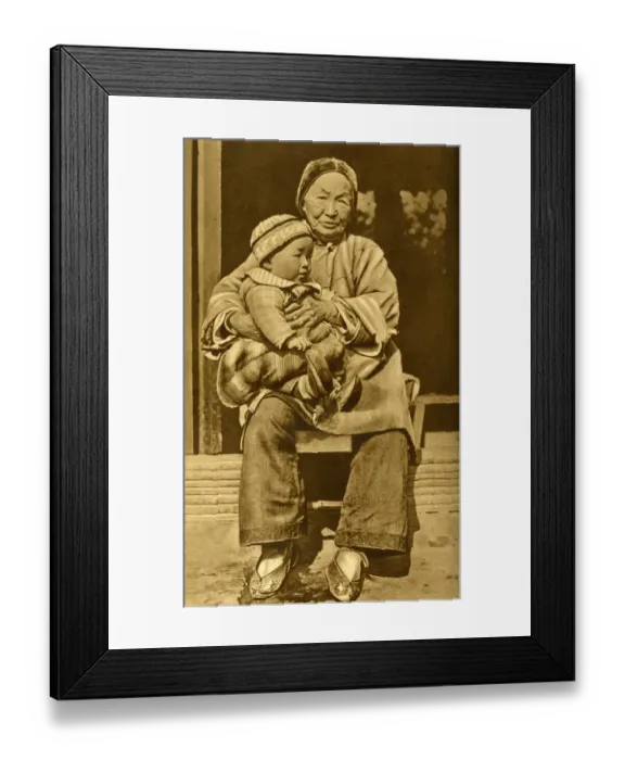 Framed Print : Grandmother holding her grandson, China, East Asia