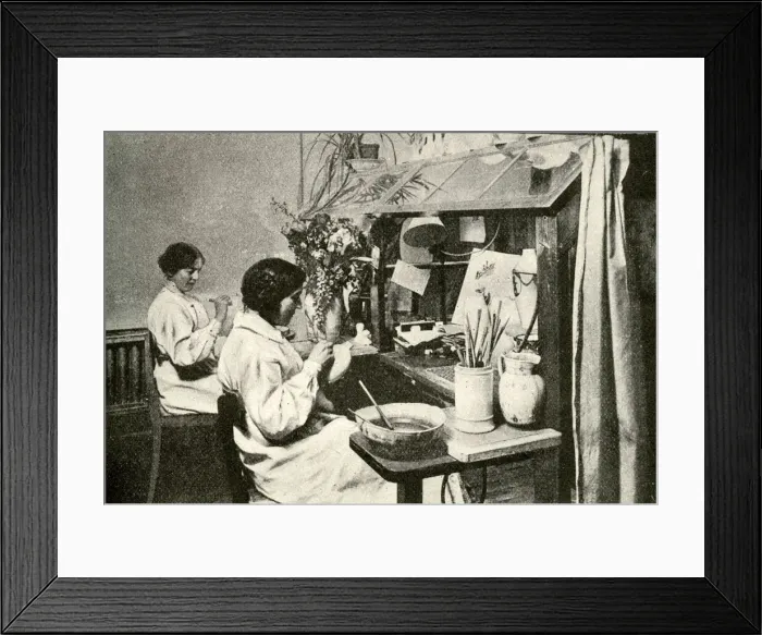 Framed Print : Women artists decorating porcelain, Copenhagen, Denmark Framed Print : Women artists decorating porcelain, Copenhagen, Denmark