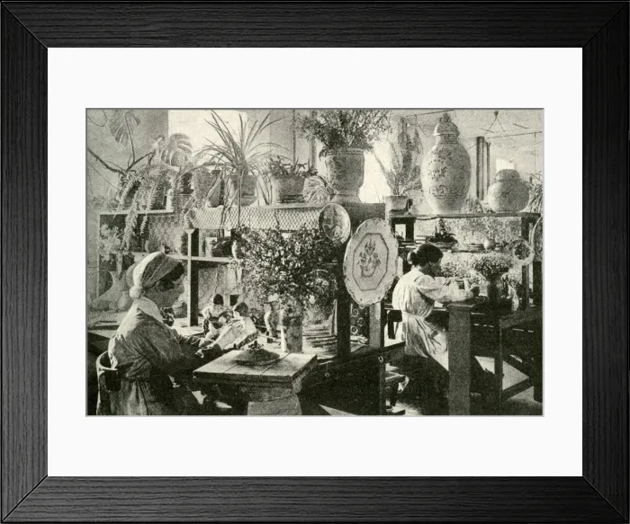 Framed Print : Women artists decorating ceramics, Copenhagen, Denmark Framed Print : Women artists decorating ceramics, Copenhagen, Denmark