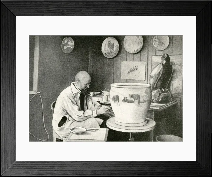 Framed Print : Male artist decorating vase, Copenhagen, Denmark Framed Print : Male artist decorating vase, Copenhagen, Denmark