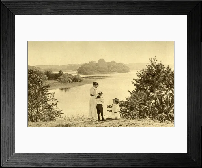 Framed Print : People by a lake, Zealand, Denmark Framed Print : People by a lake, Zealand, Denmark