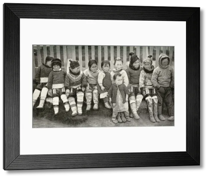Framed Print : Group of eskimo children, Greenland Framed Print : Group of eskimo children, Greenland