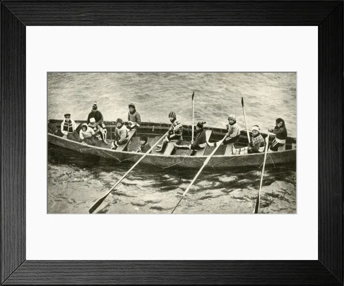 Framed Print : Eskimos rowing a boat, Greenland Framed Print : Eskimos rowing a boat, Greenland
