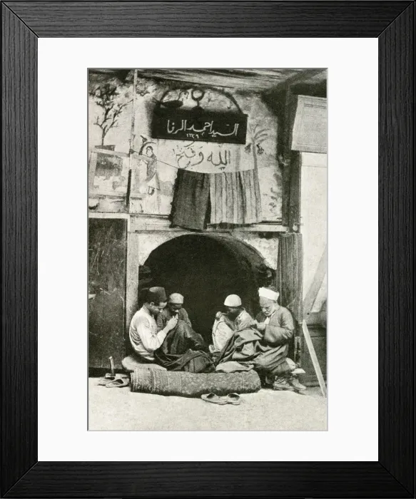 Framed Print : Arab tailor and assistants at work in a shop, Cairo, Egypt Framed Print : Arab tailor and assistants at work in a shop, Cairo, Egypt