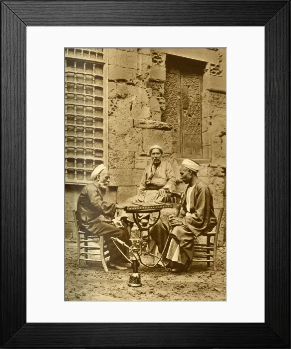 Framed Print : Men playing game of draughts in a courtyard, Egypt Framed Print : Men playing game of draughts in a courtyard, Egypt