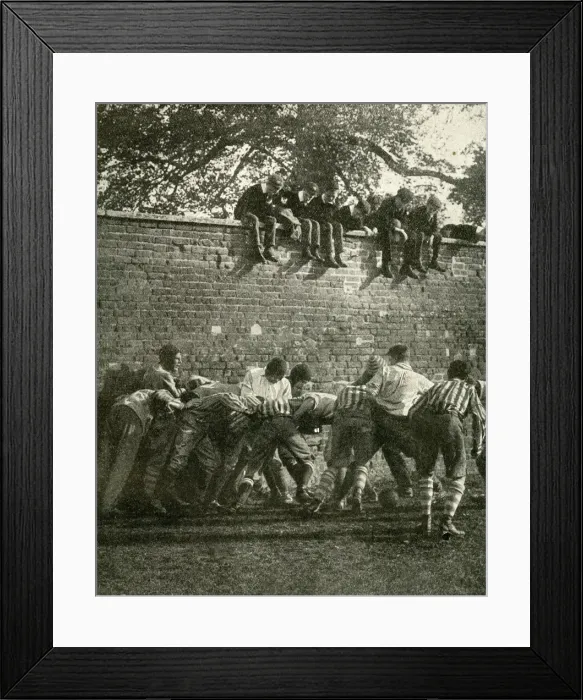 Framed Print : Famous wall game in progress, Eton School, Berkshire Framed Print : Famous wall game in progress, Eton School, Berkshire