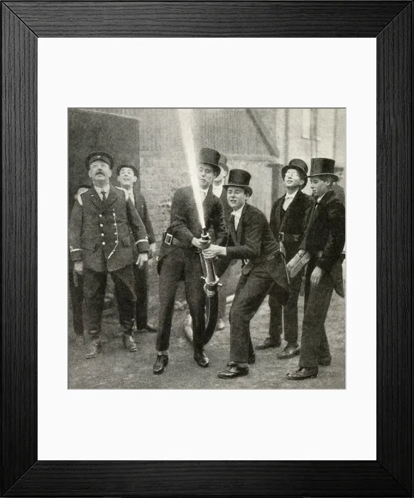 Framed Print : Schoolboys practising hose drill, Eton School, Berkshire Framed Print : Schoolboys practising hose drill, Eton School, Berkshire