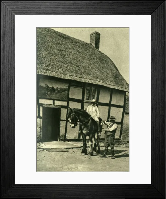Framed Print : Men outside the Plough and Harrow Inn, Worcestershire Framed Print : Men outside the Plough and Harrow Inn, Worcestershire