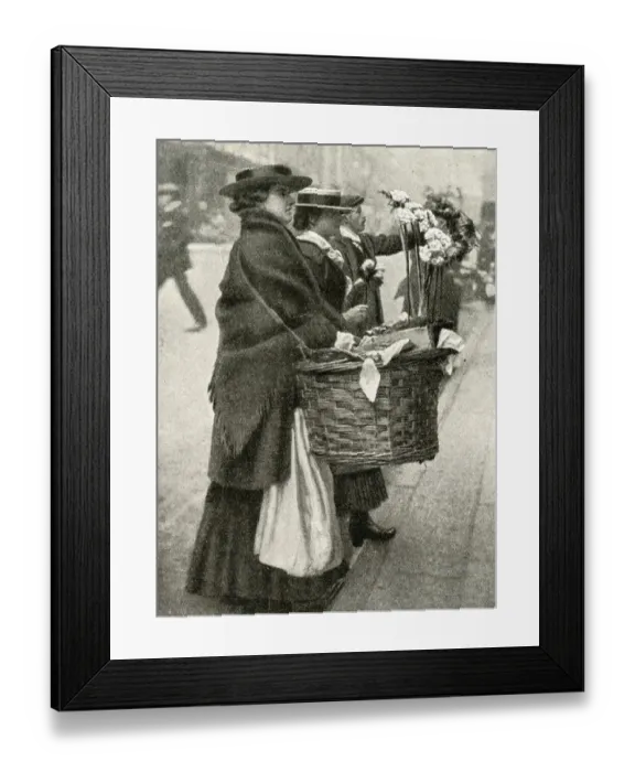 Framed Print : Women selling fresh flowers in a Central London street Framed Print : Women selling fresh flowers in a Central London street