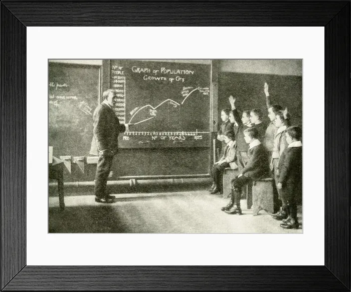 Framed Print : Boys learning about population growth at a Yorkshire school Framed Print : Boys learning about population growth at a Yorkshire school