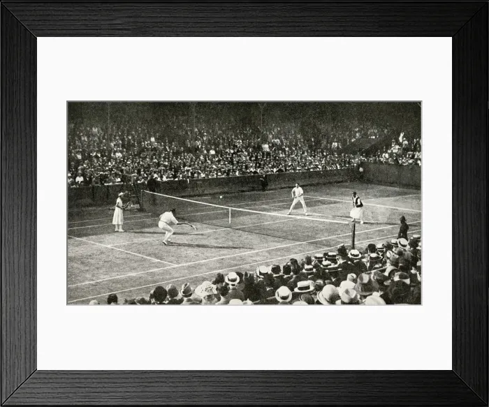 Framed Print : Mixed doubles match in progress, Wimbledon, SW London Framed Print : Mixed doubles match in progress, Wimbledon, SW London
