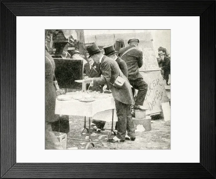 Framed Print : Racegoers with cold lunch, Ascot racecourse, Berkshire Framed Print : Racegoers with cold lunch, Ascot racecourse, Berkshire