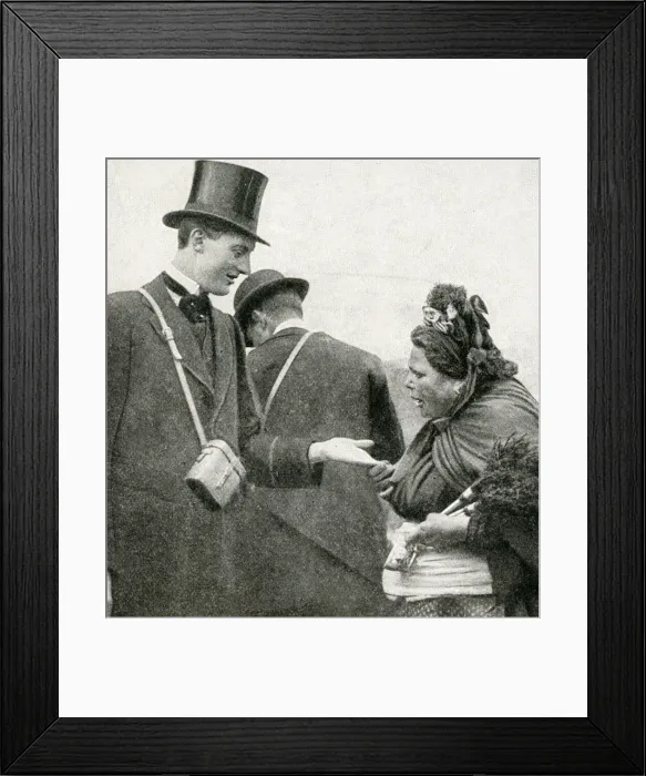 Framed Print : Racegoer with gipsy, Ascot racecourse, Berkshire Framed Print : Racegoer with gipsy, Ascot racecourse, Berkshire