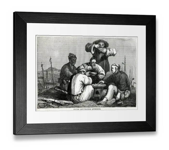 Framed Print : Chinese boat-trackers refreshing 1837 Framed Print : Chinese boat-trackers refreshing 1837