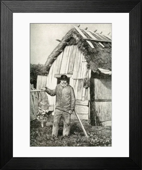 Framed Print : Fisherman outside his hut, Republic of Estonia Framed Print : Fisherman outside his hut, Republic of Estonia