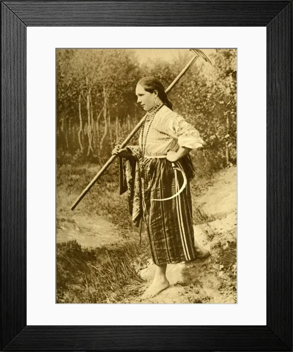 Framed Print : Young woman at harvest time, Republic of Estonia Framed Print : Young woman at harvest time, Republic of Estonia