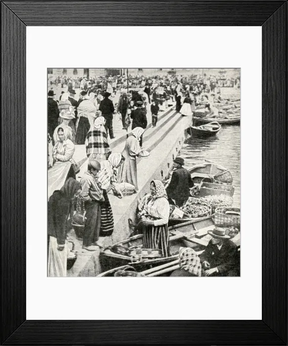 Framed Print : Market boats at the quay, Viborg, Finland Framed Print : Market boats at the quay, Viborg, Finland