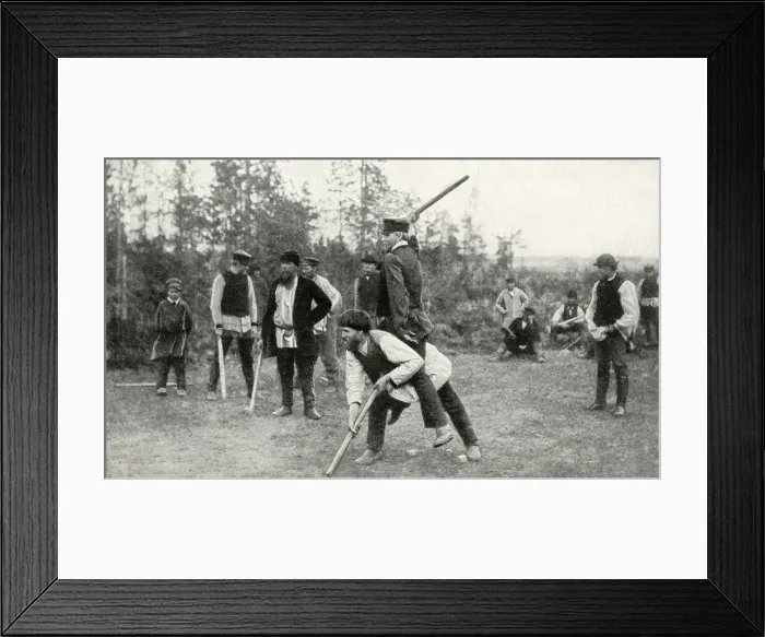 Framed Print : Peasant men playing a game in a field, Finland Framed Print : Peasant men playing a game in a field, Finland