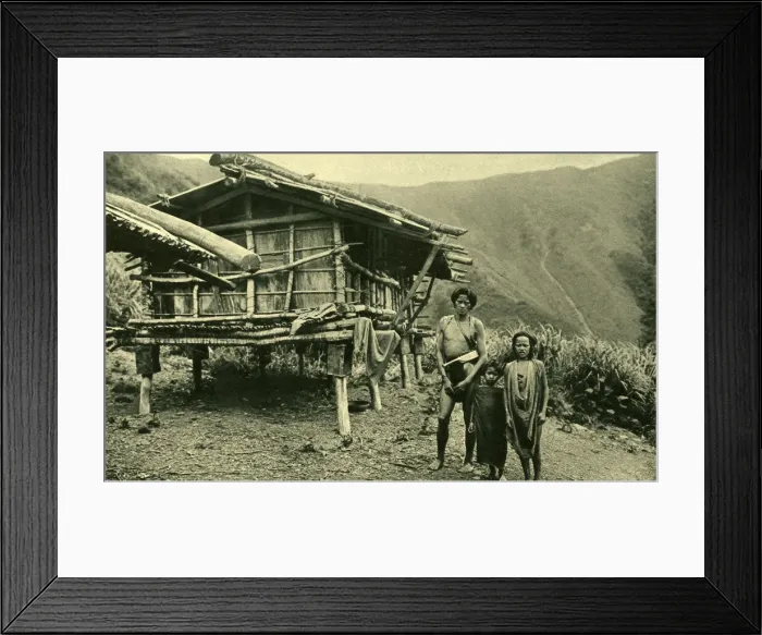 Framed Print : Man and two children of an indigenous tribe, Formosa Framed Print : Man and two children of an indigenous tribe, Formosa