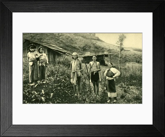 Framed Print : Adults and children of an indigenous tribe, Formosa (Taiwan) Framed Print : Adults and children of an indigenous tribe, Formosa (Taiwan)