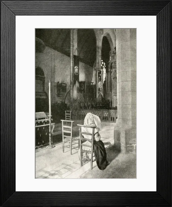 Framed Print : Woman in a Catholic church, Brittany, Northern France Framed Print : Woman in a Catholic church, Brittany, Northern France