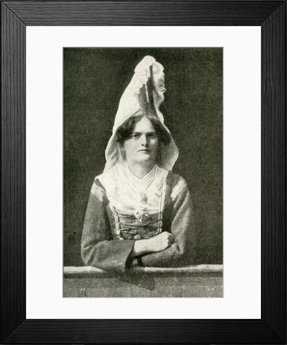 Framed Print : Woman in traditional headdress, Normandy, Northern France Framed Print : Woman in traditional headdress, Normandy, Northern France