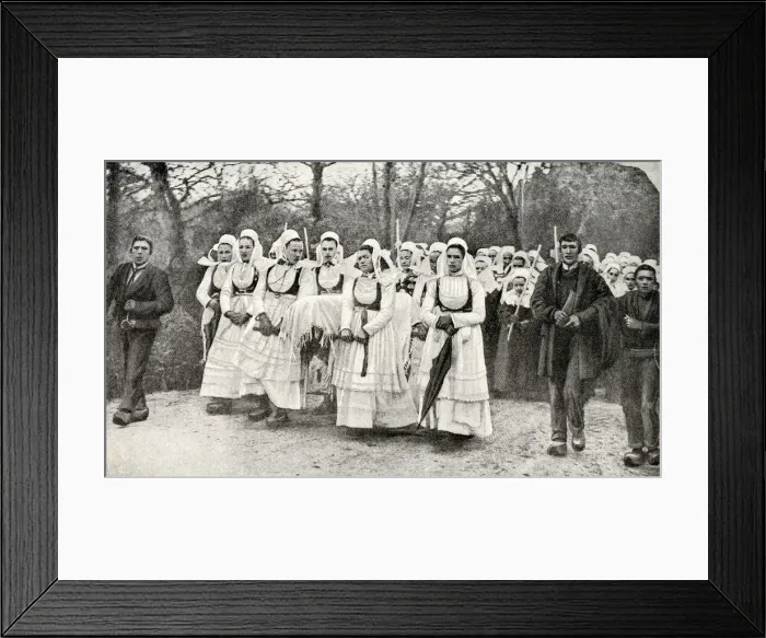 Framed Print : Funeral procession, Fouesnant, Brittany, Northern France Framed Print : Funeral procession, Fouesnant, Brittany, Northern France