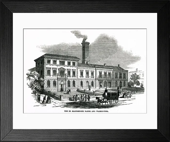 Framed Print : St. Marylebone baths and washouses 1850 Framed Print : St. Marylebone baths and washouses 1850