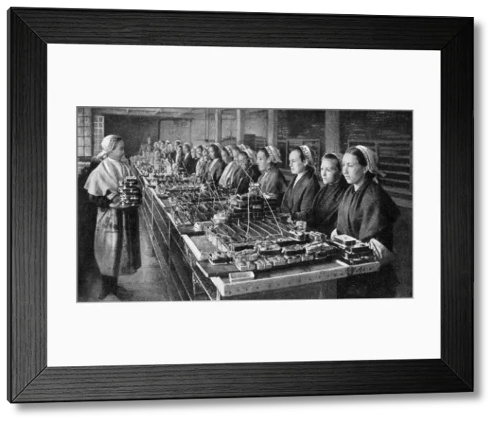 Framed Print : Women working in a cannery, Brittany, Northern France Framed Print : Women working in a cannery, Brittany, Northern France
