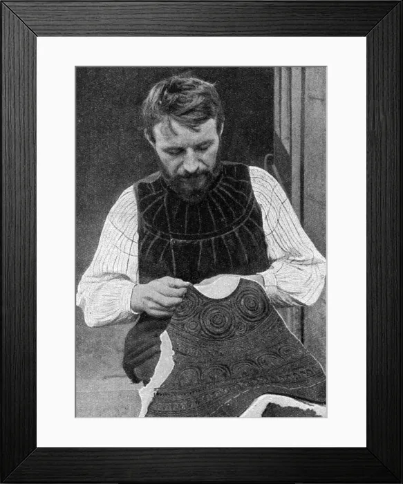 Framed Print : Tailor embroidering waistcoat, Brittany, Northern France Framed Print : Tailor embroidering waistcoat, Brittany, Northern France