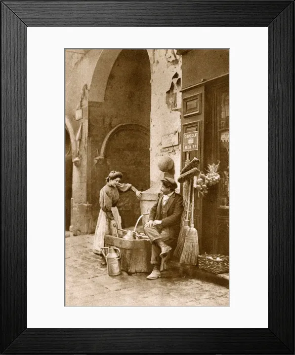 Framed Print : Couple chatting in Puget-Theniers, Alpes-Maritimes, France Framed Print : Couple chatting in Puget-Theniers, Alpes-Maritimes, France
