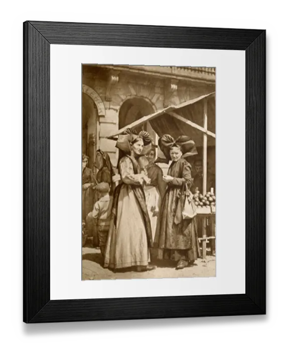 Framed Print : Women out shopping in traditional costume, Alsace, France Framed Print : Women out shopping in traditional costume, Alsace, France