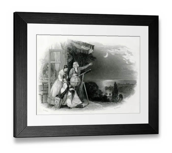Framed Print : Looking at the moon -- Evening Hours Framed Print : Looking at the moon -- Evening Hours