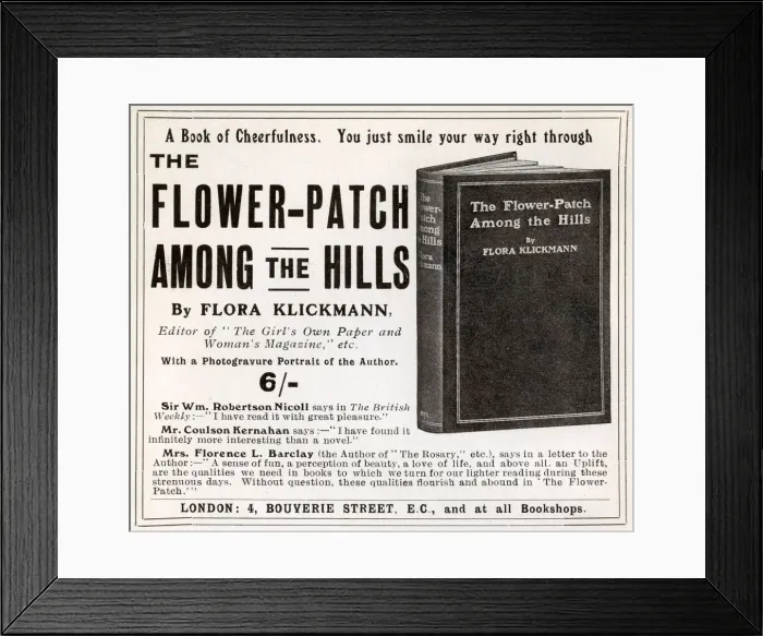 Framed Print : Advert for The Flower-Patch Among the Hills, Flora Klickmann Framed Print : Advert for The Flower-Patch Among the Hills, Flora Klickmann