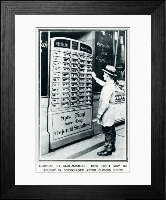 Framed Print : Fruit bought from a slot-machine 1928 Framed Print : Fruit bought from a slot-machine 1928
