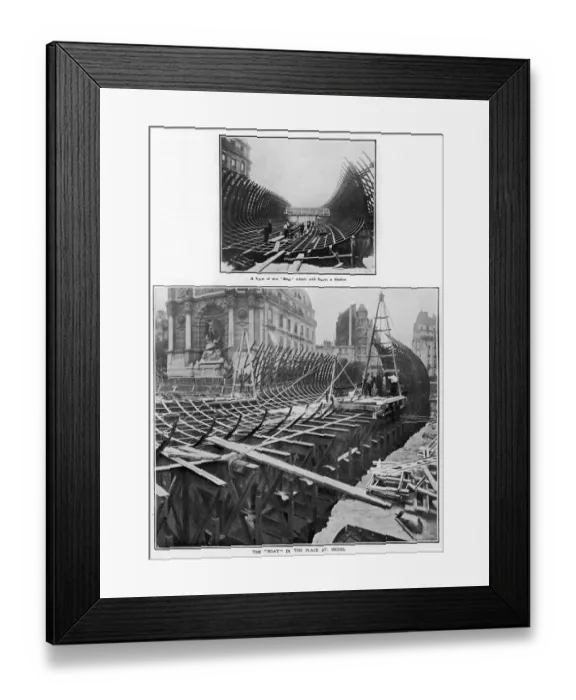Framed Print : Building a boat to go beneath a street Framed Print : Building a boat to go beneath a street