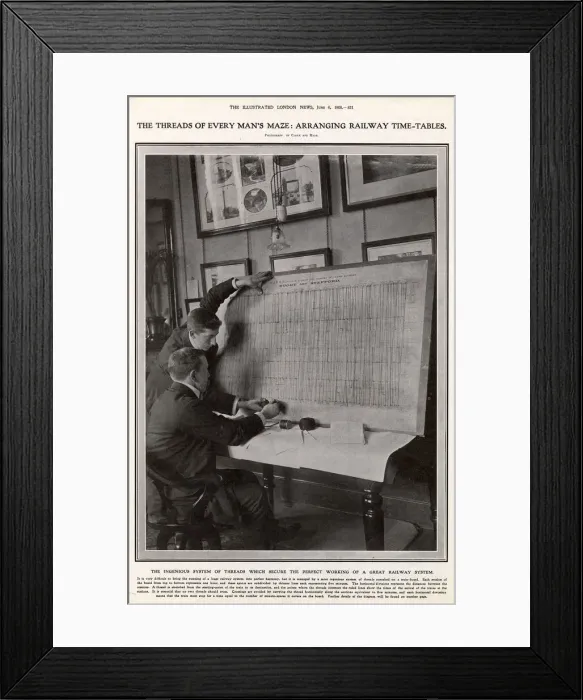 Framed Print : Arranging railway timetables, 1908 Framed Print : Arranging railway timetables, 1908