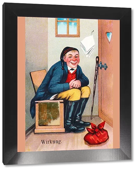 Toilet humour on a comic German greetings card